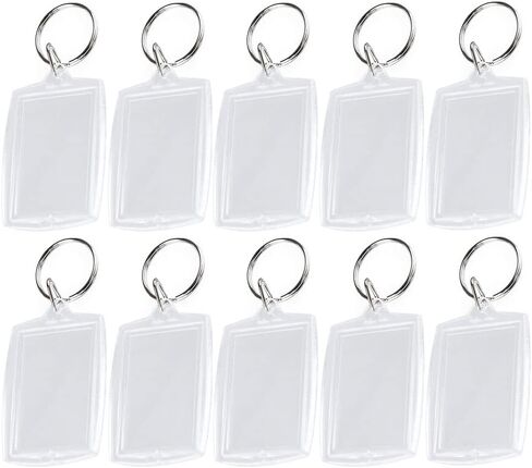 10PCS Blank Keyrings Photo Insert Key Chains Acrylic Empty Keyrings Double Sided Blank Picture Keychain (1.57 x 2.16) in Kuwait