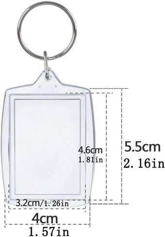 10PCS Blank Keyrings Photo Insert Key Chains Acrylic Empty Keyrings Double Sided Blank Picture Keychain (1.57 x 2.16) in Kuwait