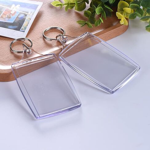 10PCS Blank Keyrings Photo Insert Key Chains Acrylic Empty Keyrings Double Sided Blank Picture Keychain (1.57 x 2.16) in Kuwait
