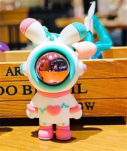 Lightning Rabbit Keychain Cartoon Love Rabbit Keychain Love Rabbit Astronaut Car Keychain Anime Ergugos Braided Rope Pendant Bag Ornament Accessories Girls Suitable Key Loss Prevention Pink in Saudi Arabia