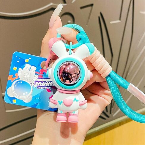 Lightning Rabbit Keychain Cartoon Love Rabbit Keychain Love Rabbit Astronaut Car Keychain Anime Ergugos Braided Rope Pendant Bag Ornament Accessories Girls Suitable Key Loss Prevention Pink in Saudi Arabia