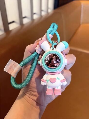 Lightning Rabbit Keychain Cartoon Love Rabbit Keychain Love Rabbit Astronaut Car Keychain Anime Ergugos Braided Rope Pendant Bag Ornament Accessories Girls Suitable Key Loss Prevention Pink in Saudi Arabia