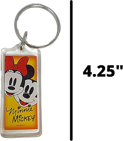Small Disney Souvenir Keychain Gifts, Mickey and Minnie Mouse Faces with Signatures and Orange Background, Key Ring Accessories for Purses, and Car Keys, 4.25 Inches in Kuwait