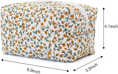 Floral Makeup Bag Cosmetic Bag Makeup Brushes Storage Coquette Travel Pouch Stylish Quilted Organizer (Blue Floral) in Saudi Arabia