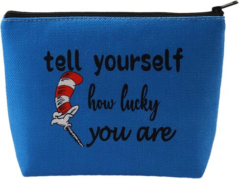 G2TUP Musical Inspired Broadway Cosmetic Bag Seuss Hat Makeup Bag Tell Yourself How Lucky You Are (Tell Yourself) in Saudi Arabia