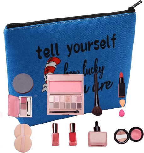 G2TUP Musical Inspired Broadway Cosmetic Bag Seuss Hat Makeup Bag Tell Yourself How Lucky You Are (Tell Yourself) in Saudi Arabia