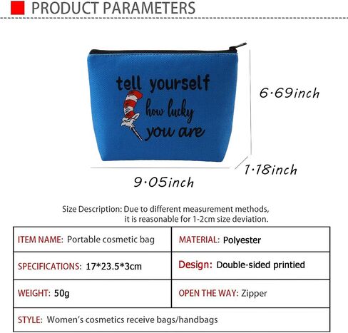 G2TUP Musical Inspired Broadway Cosmetic Bag Seuss Hat Makeup Bag Tell Yourself How Lucky You Are (Tell Yourself) in Saudi Arabia