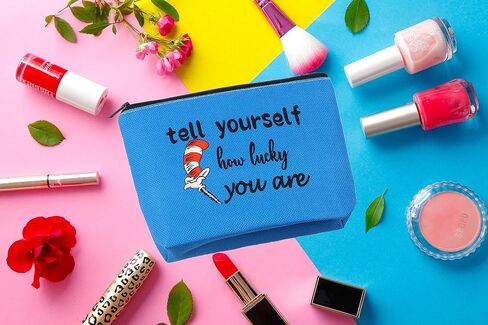 G2TUP Musical Inspired Broadway Cosmetic Bag Seuss Hat Makeup Bag Tell Yourself How Lucky You Are (Tell Yourself) in Saudi Arabia