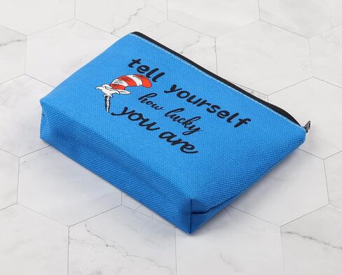 G2TUP Musical Inspired Broadway Cosmetic Bag Seuss Hat Makeup Bag Tell Yourself How Lucky You Are (Tell Yourself) in Saudi Arabia