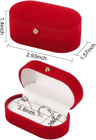 Velvet Ring Box 4 Pack Red Double Ring Display Holder Box Earring Studs Pendant Jewelry Case Gift Boxes for Wedding Valentine's Day Proposal Engagement Ceremony 2.93x1.57x1.39 Inches in Saudi Arabia