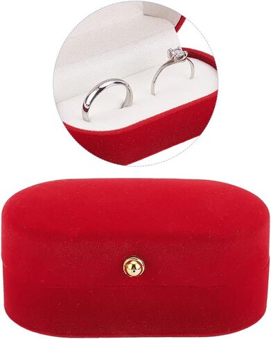 Velvet Ring Box 4 Pack Red Double Ring Display Holder Box Earring Studs Pendant Jewelry Case Gift Boxes for Wedding Valentine's Day Proposal Engagement Ceremony 2.93x1.57x1.39 Inches in Saudi Arabia
