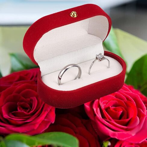 Velvet Ring Box 4 Pack Red Double Ring Display Holder Box Earring Studs Pendant Jewelry Case Gift Boxes for Wedding Valentine's Day Proposal Engagement Ceremony 2.93x1.57x1.39 Inches in Saudi Arabia