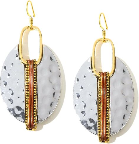coadipress Handmade Retro Hammered Oval Dangle Earrings for Women Bohemian Earring Lightweight Simple Geometry Crescent Earring Ethnic Hammered Earring in Saudi Arabia