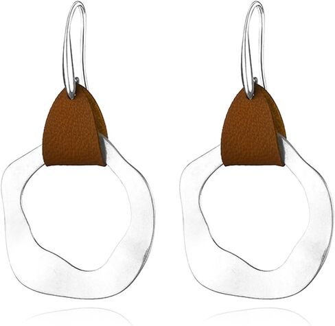 coadipress Handmade Retro Hammered Oval Dangle Earrings for Women Bohemian Earring Lightweight Simple Geometry Crescent Earring Ethnic Hammered Earring in Saudi Arabia