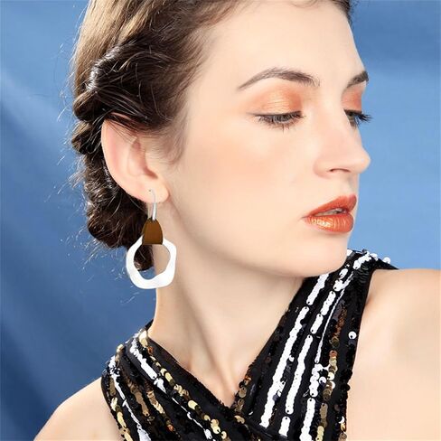 coadipress Handmade Retro Hammered Oval Dangle Earrings for Women Bohemian Earring Lightweight Simple Geometry Crescent Earring Ethnic Hammered Earring in Saudi Arabia