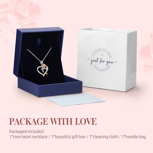 PAITAIN 925 Sterling Silver Rose Love Heart Initial Letter Pendant Necklace for Women Jewelry Mothers Day Anniversary Valentines Christmas Birthday Gifts for Her Mom Wife Girlfriend in Kuwait