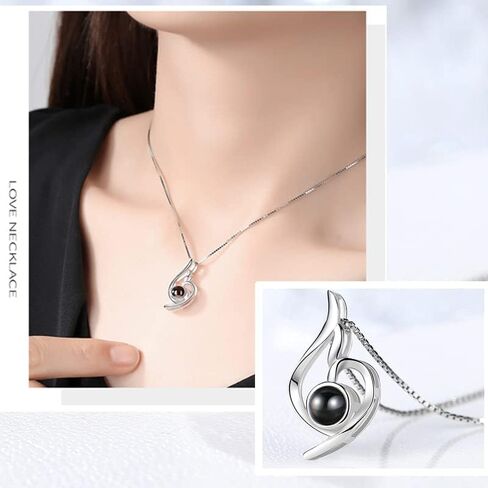 Pink Rose Gift Box with 925 Sterling Silver Women Necklace Inside,Forever real rose Jewelry box with I Love You Necklace 100 Languages,Preserved flower for mothers day gifts, Enchanted Rose for Her. in Saudi Arabia
