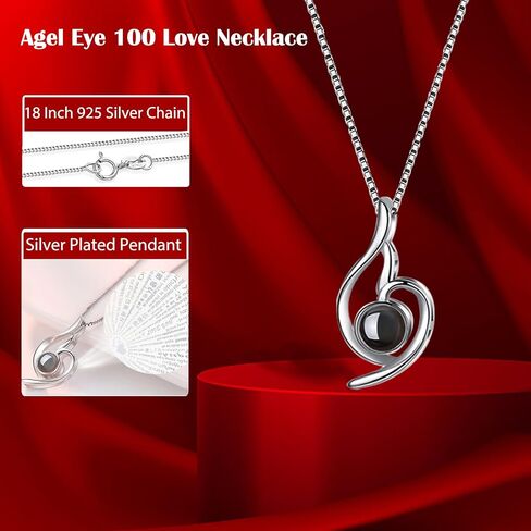 Pink Rose Gift Box with 925 Sterling Silver Women Necklace Inside,Forever real rose Jewelry box with I Love You Necklace 100 Languages,Preserved flower for mothers day gifts, Enchanted Rose for Her. in Saudi Arabia
