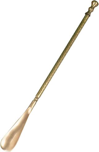 لبيسة الحذاء بمقبض طويل للمكتب بمقبض متوسط ​​وطويل مساعد أحذية بنمط حلزوني، رافع أحذية نحاسي متين، خيارات تقديم الهدايا (اللون: ذهبي، الحجم: 47 * 4 سم) in Kuwait