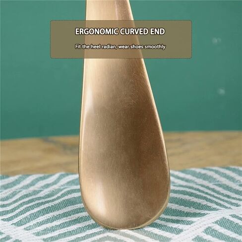 لبيسة الحذاء بمقبض طويل للمكتب بمقبض متوسط ​​وطويل مساعد أحذية بنمط حلزوني، رافع أحذية نحاسي متين، خيارات تقديم الهدايا (اللون: ذهبي، الحجم: 47 * 4 سم) in Kuwait