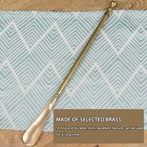 لبيسة الحذاء بمقبض طويل للمكتب بمقبض متوسط ​​وطويل مساعد أحذية بنمط حلزوني، رافع أحذية نحاسي متين، خيارات تقديم الهدايا (اللون: ذهبي، الحجم: 47 * 4 سم) in Kuwait