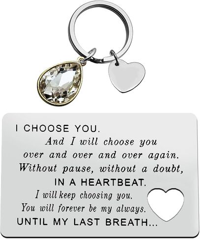 Engraved Wallet Card Inserts Keychain Set for Men Women Husband Anniversary Card Gifts Romantic Gifts for Him Boyfriend Gifts Stainless Steel Wallet Inserts Birthday Christmas Wedding Couple Gift in Saudi Arabia