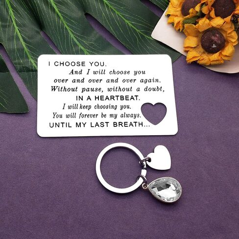 Engraved Wallet Card Inserts Keychain Set for Men Women Husband Anniversary Card Gifts Romantic Gifts for Him Boyfriend Gifts Stainless Steel Wallet Inserts Birthday Christmas Wedding Couple Gift in Saudi Arabia