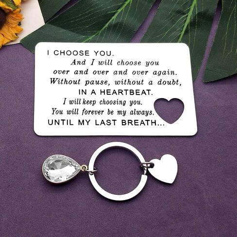 Engraved Wallet Card Inserts Keychain Set for Men Women Husband Anniversary Card Gifts Romantic Gifts for Him Boyfriend Gifts Stainless Steel Wallet Inserts Birthday Christmas Wedding Couple Gift in Saudi Arabia