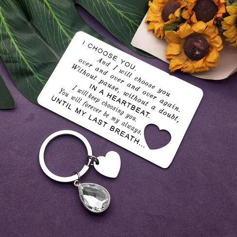 Engraved Wallet Card Inserts Keychain Set for Men Women Husband Anniversary Card Gifts Romantic Gifts for Him Boyfriend Gifts Stainless Steel Wallet Inserts Birthday Christmas Wedding Couple Gift in Saudi Arabia