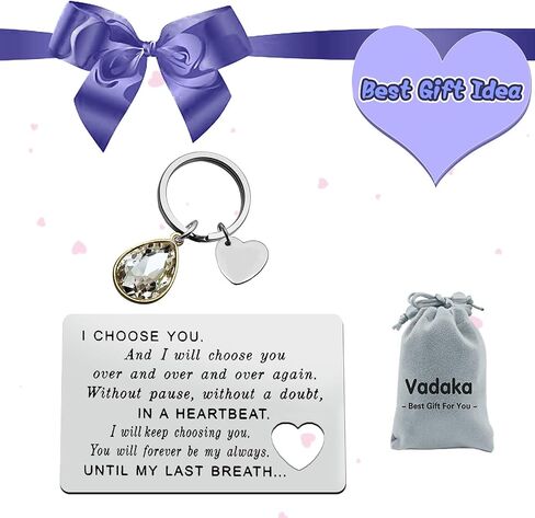 Engraved Wallet Card Inserts Keychain Set for Men Women Husband Anniversary Card Gifts Romantic Gifts for Him Boyfriend Gifts Stainless Steel Wallet Inserts Birthday Christmas Wedding Couple Gift in Saudi Arabia