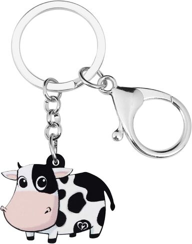 Acrylic Cute Dairy Cow Keychain Cattle Keyring Farm Jewelry Charms For Women Girls in Saudi Arabia
