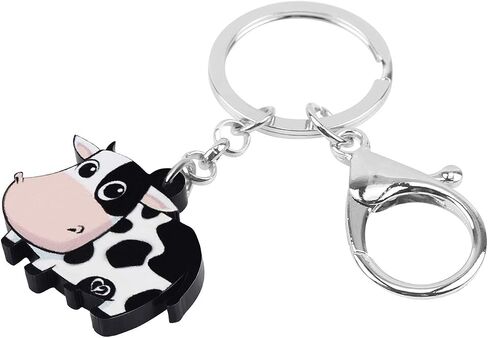 Acrylic Cute Dairy Cow Keychain Cattle Keyring Farm Jewelry Charms For Women Girls in Saudi Arabia