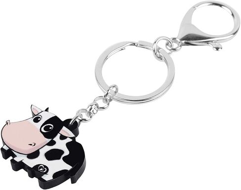 Acrylic Cute Dairy Cow Keychain Cattle Keyring Farm Jewelry Charms For Women Girls in Saudi Arabia