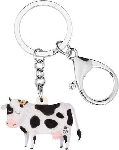 Acrylic Cute Dairy Cow Keychain Cattle Keyring Farm Jewelry Charms For Women Girls in Saudi Arabia