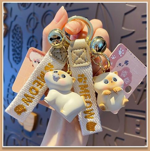 Men Women Super Cute Kawaii Creative Different Posture Lucky Cat Kitty Keychain Lover Keyring Key Chain Key Ring in Saudi Arabia