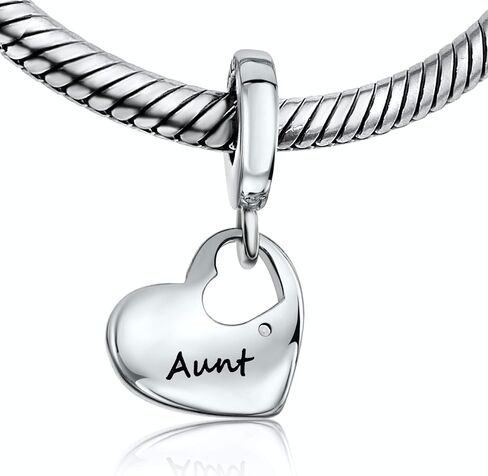 BOLENVI Love Family Heart 925 Sterling Silver Pendant Charm Bead For Pandora & Similar Charm Bracelets or Necklaces (Aunt) in Saudi Arabia