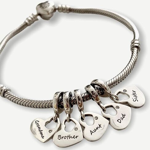 BOLENVI Love Family Heart 925 Sterling Silver Pendant Charm Bead For Pandora & Similar Charm Bracelets or Necklaces (Aunt) in Saudi Arabia