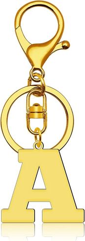 Letter Keychain Gold A-Z Keychain Monogrammed Gift Stainless Steel Initial Keyring Birthday Christmas Couple Gift in Saudi Arabia