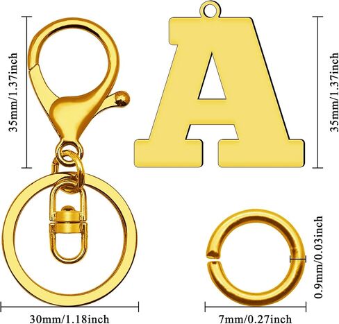 Letter Keychain Gold A-Z Keychain Monogrammed Gift Stainless Steel Initial Keyring Birthday Christmas Couple Gift in Saudi Arabia