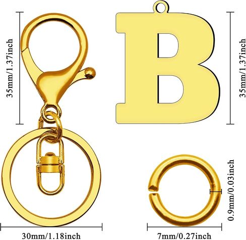 Letter Keychain Gold A-Z Keychain Monogrammed Gift Stainless Steel Initial Keyring Birthday Christmas Couple Gift in Saudi Arabia