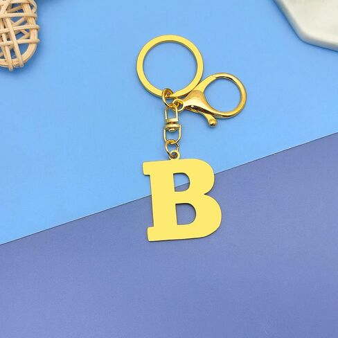 Letter Keychain Gold A-Z Keychain Monogrammed Gift Stainless Steel Initial Keyring Birthday Christmas Couple Gift in Saudi Arabia