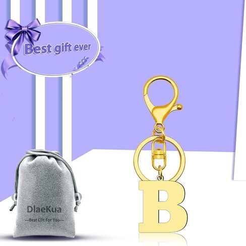 Letter Keychain Gold A-Z Keychain Monogrammed Gift Stainless Steel Initial Keyring Birthday Christmas Couple Gift in Saudi Arabia