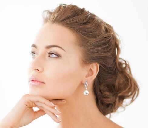 THE PEARL SOURCE 9-10mm Genuine White Freshwater Cultured Pearl & Cubic Zirconia Eliana Earrings for Women in Saudi Arabia