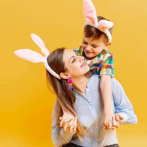 4 Pairs Easter Earrings for Women, Beaded Rabbit Bunny Earrings Colorful Easter Egg Earrings, Spring Holiday Earrings Handmade Easter Accessory Jewelry Gifts in Kuwait