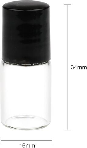 25 Pcs Clear Glass Mini Roll On Bottles Empty Essential Oil Roller Ball Bottles Perfume Lip Blam Cosmetic Sample Vials Roller Glass Bottles Container With Black Cap (1ml) in Saudi Arabia