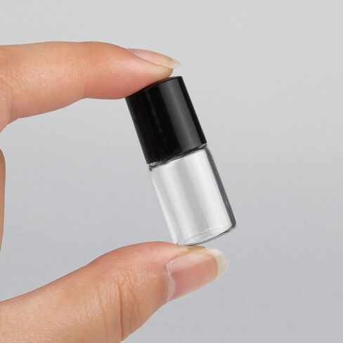 25 Pcs Clear Glass Mini Roll On Bottles Empty Essential Oil Roller Ball Bottles Perfume Lip Blam Cosmetic Sample Vials Roller Glass Bottles Container With Black Cap (1ml) in Saudi Arabia