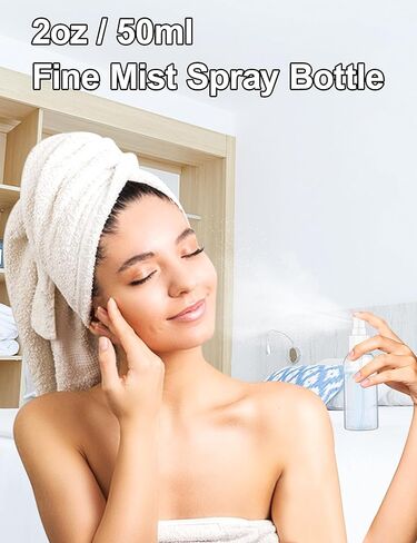 Spray Bottles, 2oz/50ml Clear Empty Fine Mist Plastic Mini Travel Bottle Set, Travel Sized Spray Bottles for Toners, Face & Hair Mist with 2 Funnels and 6pcs Labels (6 Pack) in Kuwait