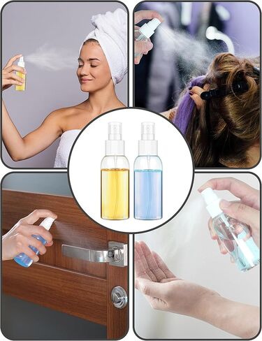 Spray Bottles, 2oz/50ml Clear Empty Fine Mist Plastic Mini Travel Bottle Set, Travel Sized Spray Bottles for Toners, Face & Hair Mist with 2 Funnels and 6pcs Labels (6 Pack) in Kuwait