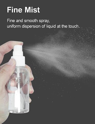 Spray Bottles, 2oz/50ml Clear Empty Fine Mist Plastic Mini Travel Bottle Set, Travel Sized Spray Bottles for Toners, Face & Hair Mist with 2 Funnels and 6pcs Labels (6 Pack) in Kuwait