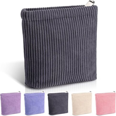 Corduroy Mini Makeup Bag for Purse Solid Color Small Makeup Zipper Pouch Travel Cosmetic Bag Coin Purse Cute Preppy Waterproof Portable Toiletry Organizer Storage Pouch Bag for Girl Women (Beige) in Kuwait